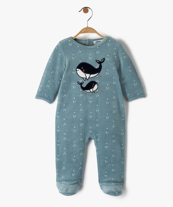 Pyjama dors-bien bébé en velours avec motifs animaux vue1 - GEMO(BB COUCHE) - GEMO