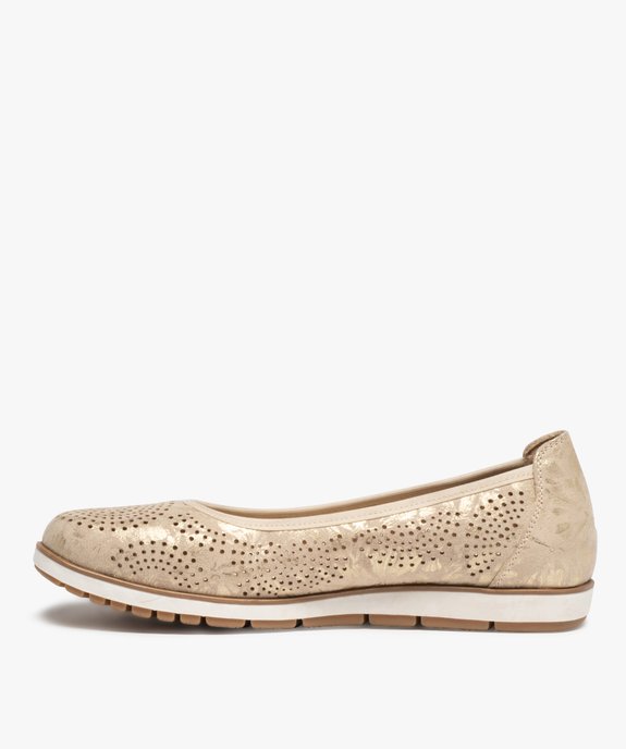 Ballerines femme à semelle contrastante et perforations vue3 - GEMO(URBAIN) - GEMO