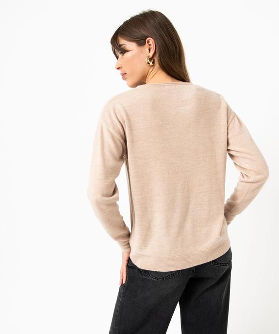 Pull à col rond finitions roulottées femme vue3 - GEMO(FEMME PAP) - GEMO