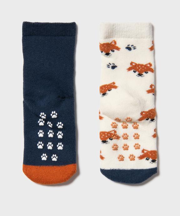 Chaussettes antidérapantes en maille bouclette moelleuse bébé (lot de 2 paires) vue3 - GEMO 4G BEBE - GEMO