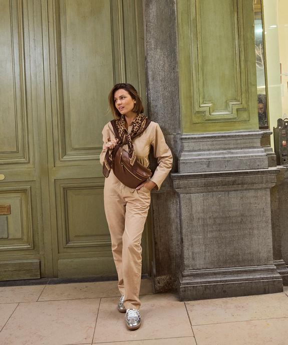 Combinaison pantalon à manches longues en coton femme vue1 - GEMO(FEMME PAP) - GEMO