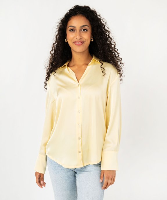 Chemise unie en matière satinée femme vue2 - GEMO(FEMME PAP) - GEMO