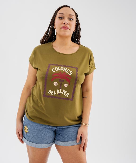 Tee-shirt femme grande taille à manches courtes avec motifs vue1 - GEMO (G TAILLE) - GEMO