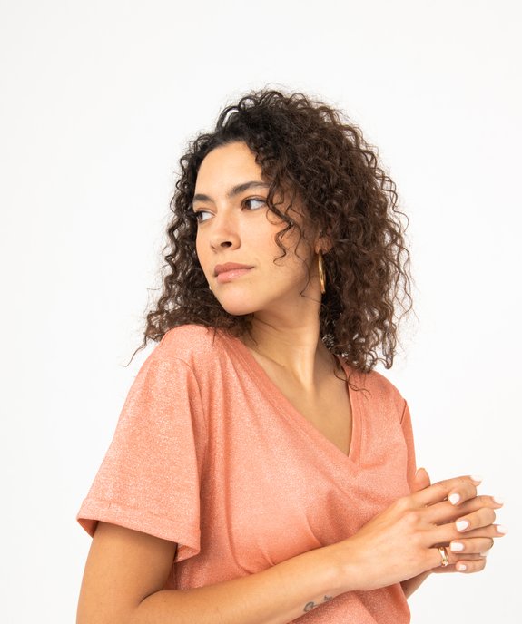 Tee-shirt à manches courtes en maille pailletée femme vue2 - GEMO(FEMME PAP) - GEMO