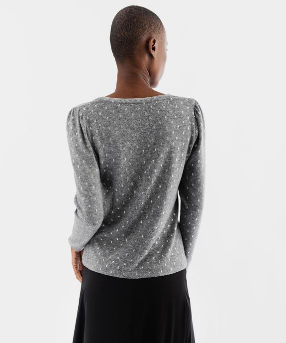 Tee-shirt manches longues avec col V à motifs scintillants femme vue3 - GEMO(FEMME PAP) - GEMO