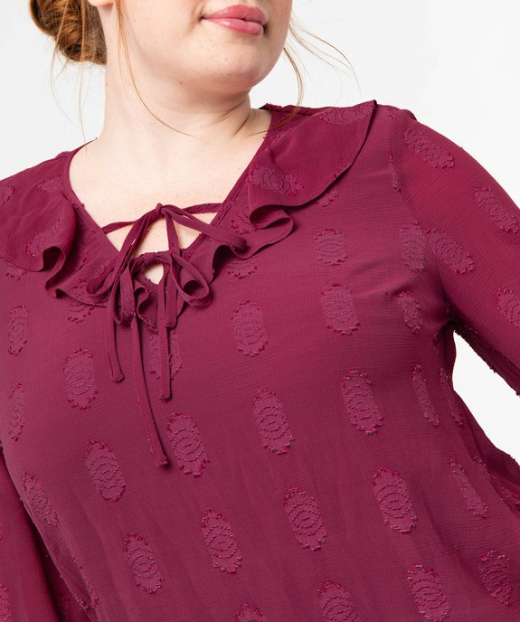Blouse à manches longues avec col à volant femme grande taille vue2 - GEMO (G TAILLE) - GEMO