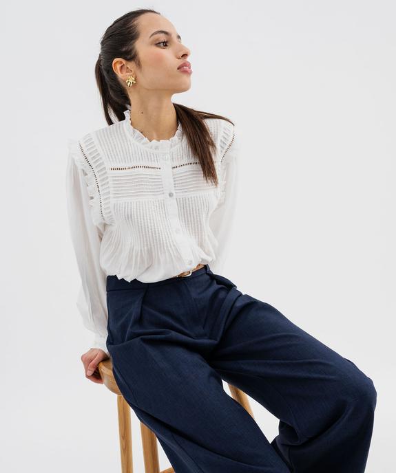 Blouse brodée à volants esprit bohème femme vue1 - GEMO(FEMME PAP) - GEMO