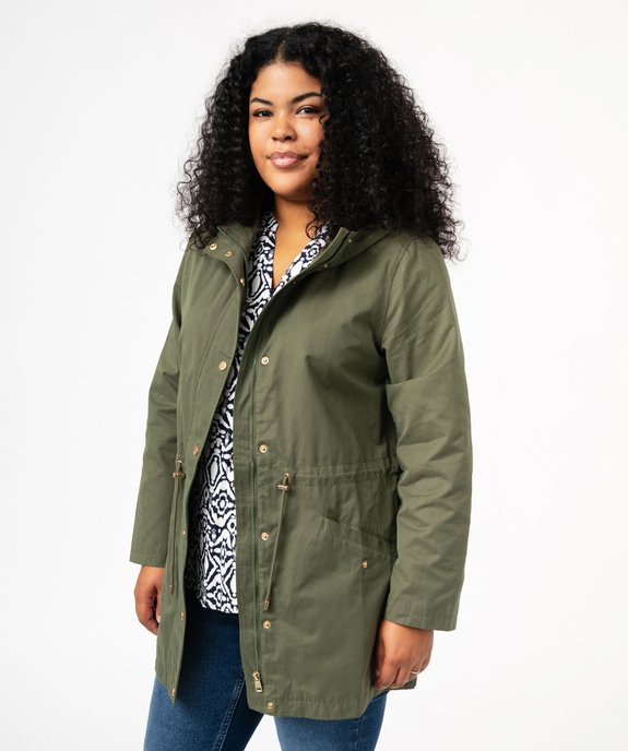Parka femme grande taille à capuche toucher peau de pêche vue1 - GEMO (G TAILLE) - GEMO