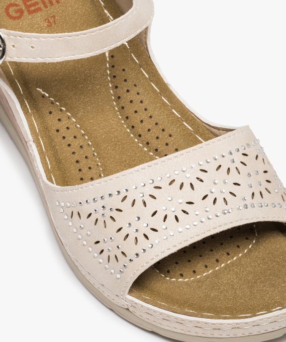 Sandales femme confort à talon dessus ajouré et strass vue6 - GEMO (CONFORT) - GEMO