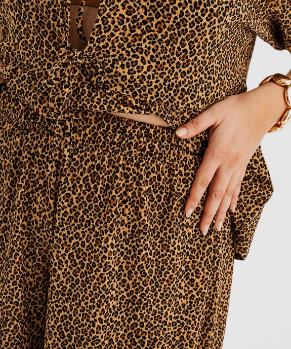 Pantalon fluide en maille gaufrée à motif léopard femme grande taille vue2 - GEMO 4G GT - GEMO