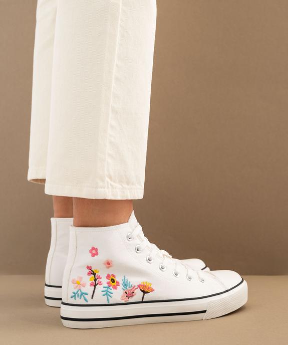 Baskets montantes en toile brodée avec bout recouvert femme vue1 - FOLLOW ME G4G - GEMO