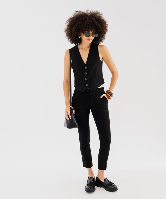 Pantalon droit extensible avec ceinture femme vue4 - GEMO(FEMME PAP) - GEMO