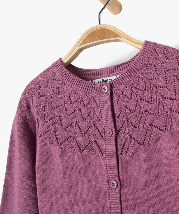 Gilet bébé fille en maille fantaisie vue2 - GEMO(BEBE DEBT) - GEMO
