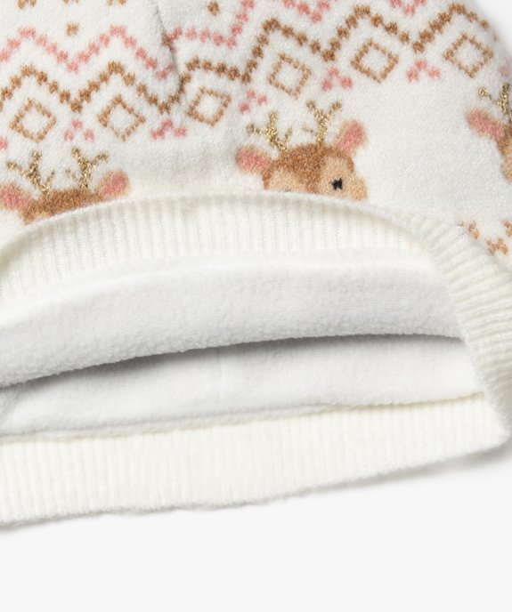 Bonnet avec doublure polaire à motifs biches bébé fille vue3 - GEMO(BEBE DEBT) - GEMO