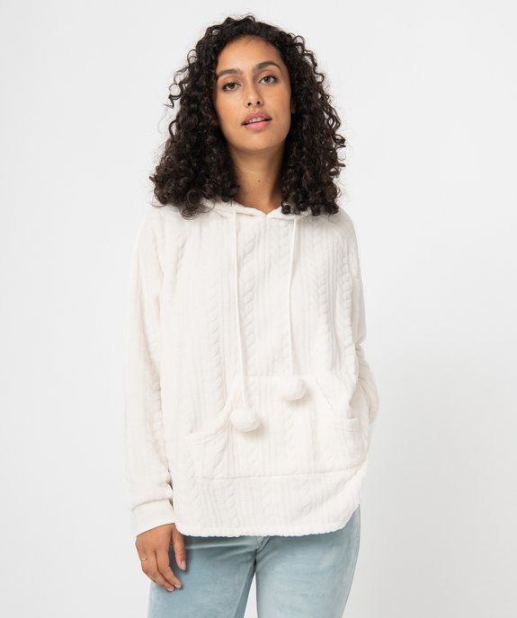 Veste d'intérieur femme en maille peluche à capuche vue1 - GEMO(HOMWR FEM) - GEMO