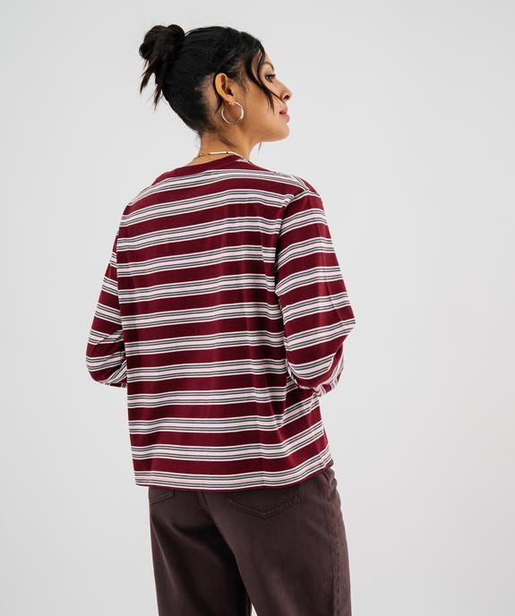 Tee-shirt manches longues à rayures coupe large femme vue3 - GEMO 4G FEMME - GEMO