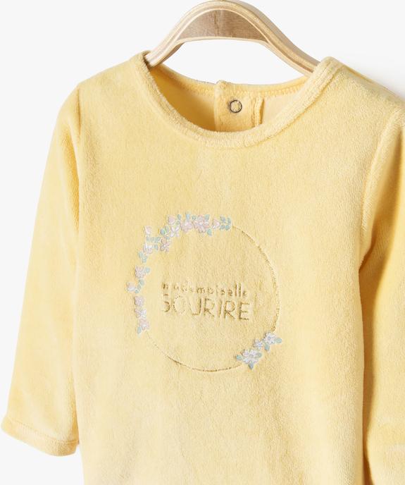 Pyjama en velours 2 pièces à motifs fleuris bébé fille vue2 - GEMO 4G BEBE - GEMO