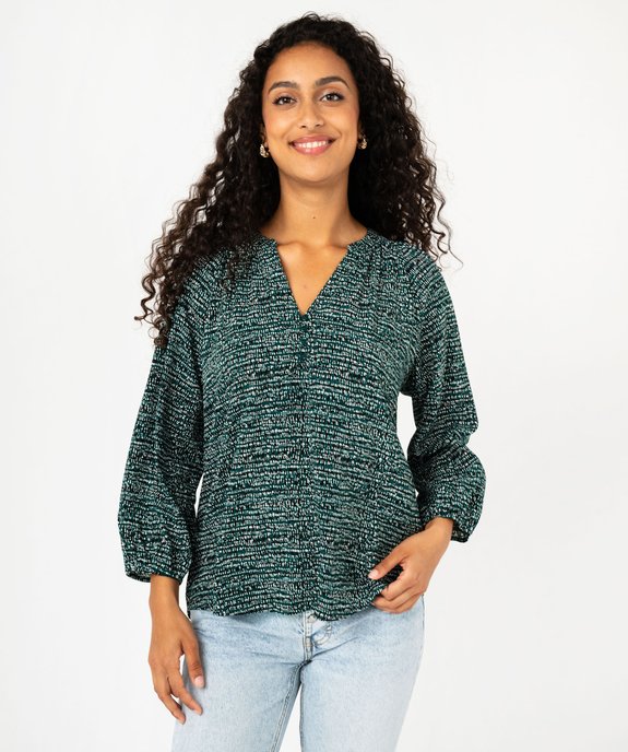 Blouse fluide imprimée à manches 3/4 femme vue1 - GEMO 4G FEMME - GEMO