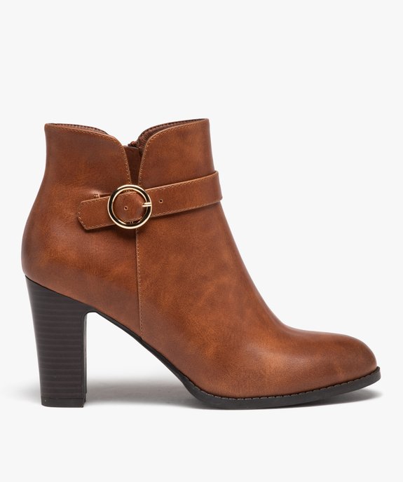 Boots femme unies à talon haut carré avec bride à boucle vue1 - GEMO(URBAIN) - GEMO