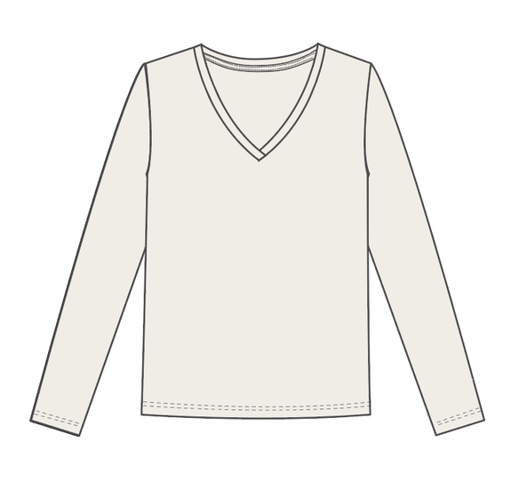 Tee-shirt manches longues et col V uni femme vue1 - GEMO 4G FEMME - GEMO