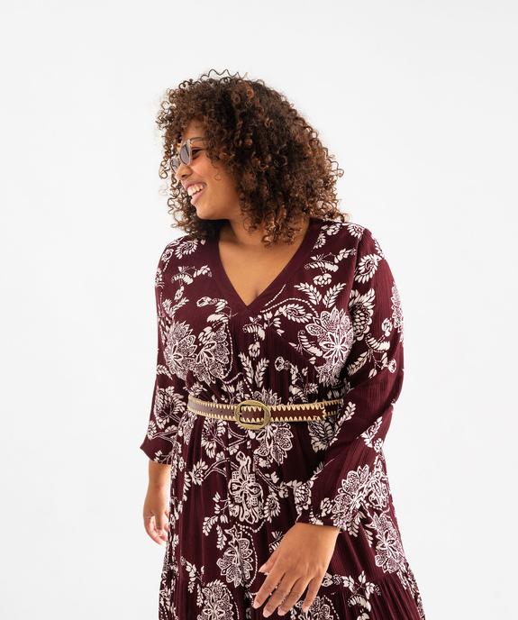 Robe longue à manches longues fluide fleurie femme grande taille vue2 - GEMO 4G GT - GEMO