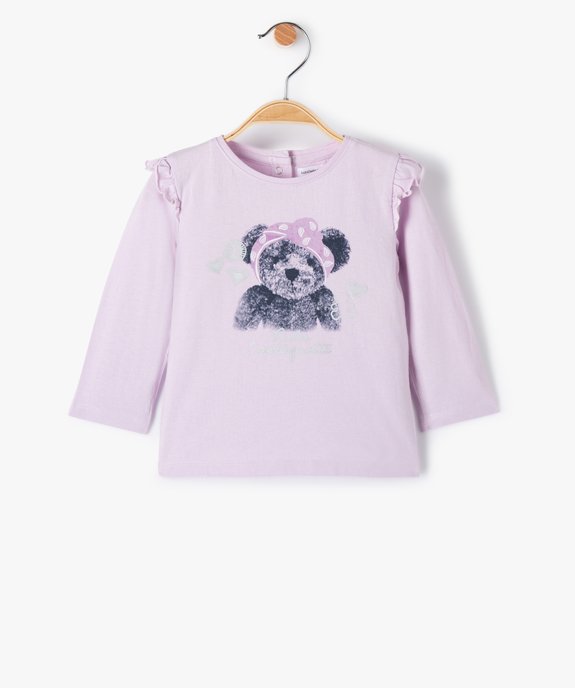 Tee-shirt bébé fille à volants et détails irisés - LuluCastagnette vue1 - LULUCASTAGNETTE - GEMO