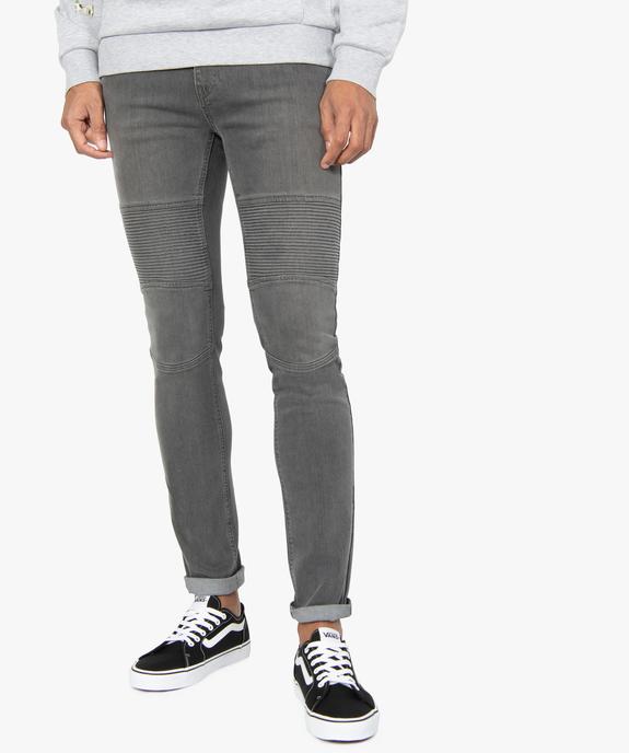 Jean homme coupe slim avec empiècements surpiqués sur les cuisses vue1 - GEMO (HOMME) - GEMO