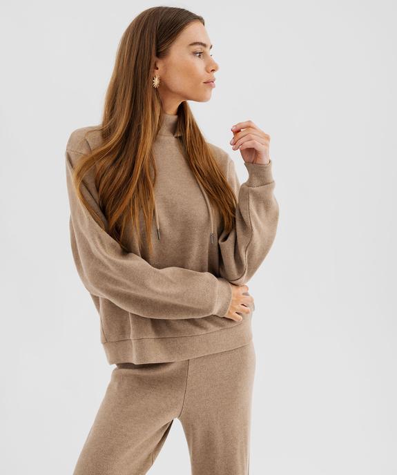 Sweat à capuche en maille femme vue1 - GEMO(FEMME PAP) - GEMO