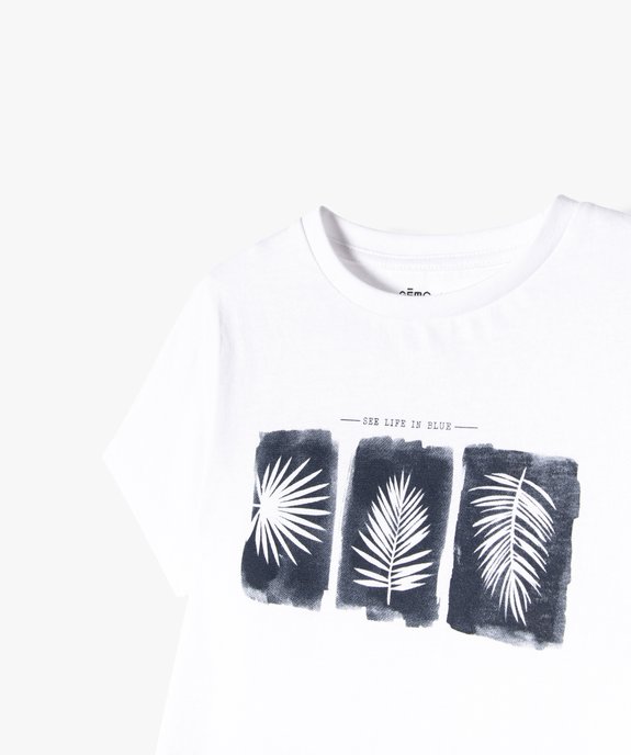 Tee-shirt garçon avec motif feuillage sur la poitrine vue2 - GEMO (ENFANT) - GEMO