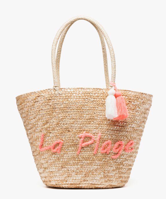 Sac de plage avec pompon et inscription brodée  vue1 - GEMO (ACCESS) - GEMO