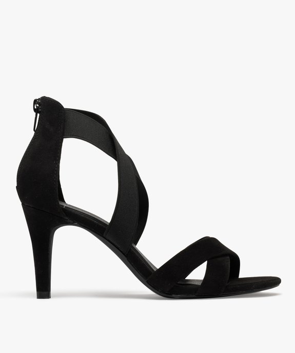 Sandales à talon aiguille en suédine à brides élastiques femme vue1 - VALENTINA BALDA - GEMO