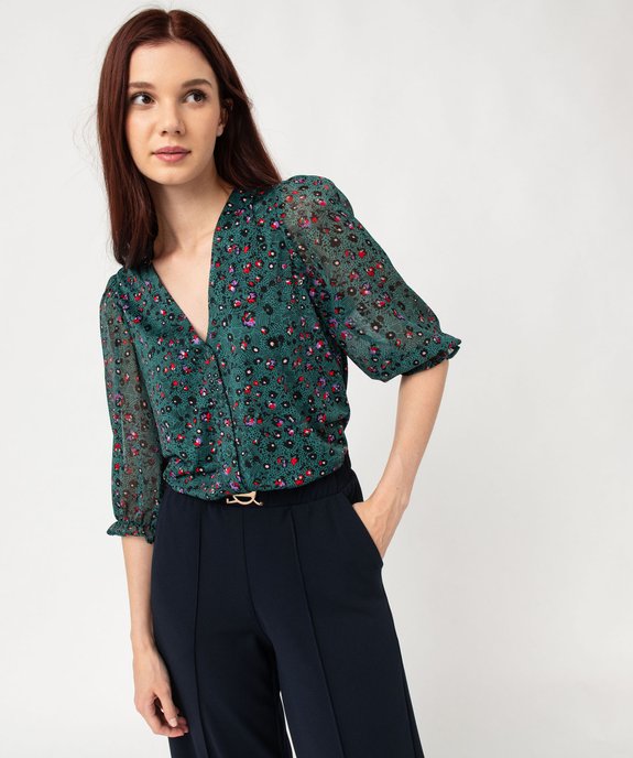 Chemise imprimée à manches 3/4 en voile femme vue2 - GEMO(FEMME PAP) - GEMO
