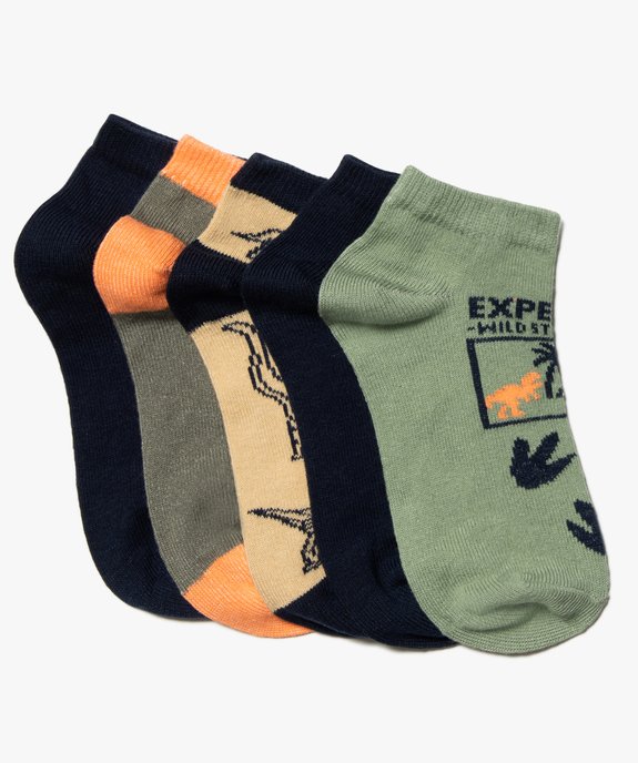 Chaussettes garçon  ultra courtes à motifs dinosaures (lot de 5) vue1 - GEMO (ENFANT) - GEMO