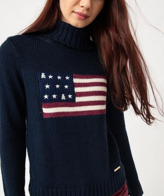 Pull femme à col roulé avec drapeau - LuluCastagnette vue2 - LULUCASTAGNETTE - GEMO