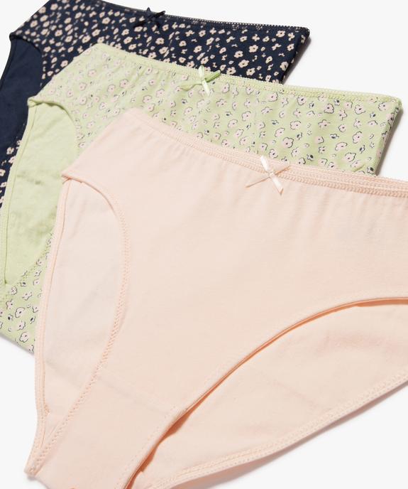 Culottes à motifs fleuris en coton extensible fille (lot de 3) vue2 - GEMO 4G FILLE - GEMO