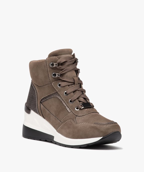 Baskets femme à talon compensé avec zip et lacets vue2 - SANS MARQUE - GEMO