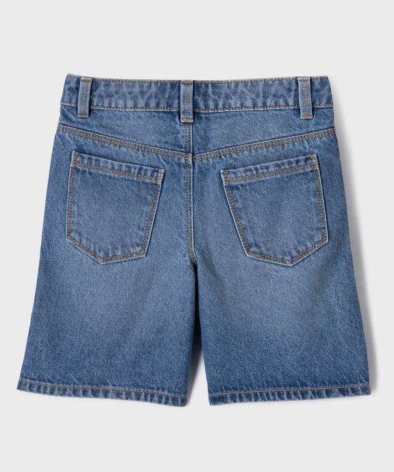 Short en jean avec motif brodé et taille ajustable fille vue4 - GEMO 4G FILLE - GEMO