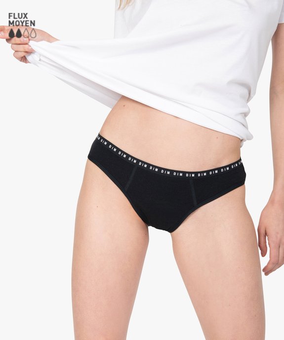 Culotte menstruelle lavable en coton noir - Dim Protect vue1 - DIM - GEMO