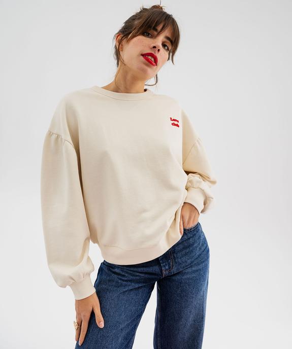 Sweat oversize avec manches froncées femme vue2 - GEMO(FEMME PAP) - GEMO
