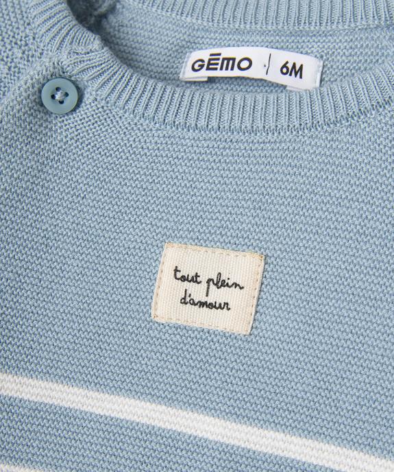 Pull brassière rayé avec fermeture sur le côté bébé garçon vue2 - GEMO(BB COUCHE) - GEMO
