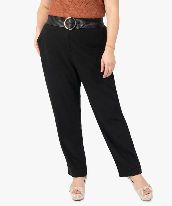 Pantalon femme grande taille contenant du lin vue1 - GEMO (G TAILLE) - GEMO