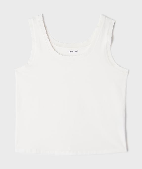 Débardeur en coton stretch uni avec finition festonnée femme grande taille vue1 - GEMO (G TAILLE) - GEMO