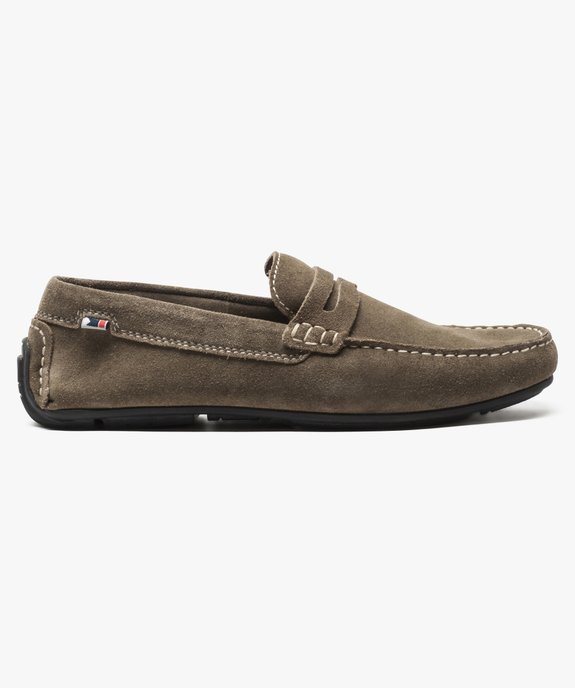 Mocassins homme dessus et intérieur cuir avec surpiqûres vue1 - GEMO (HOMME) - GEMO