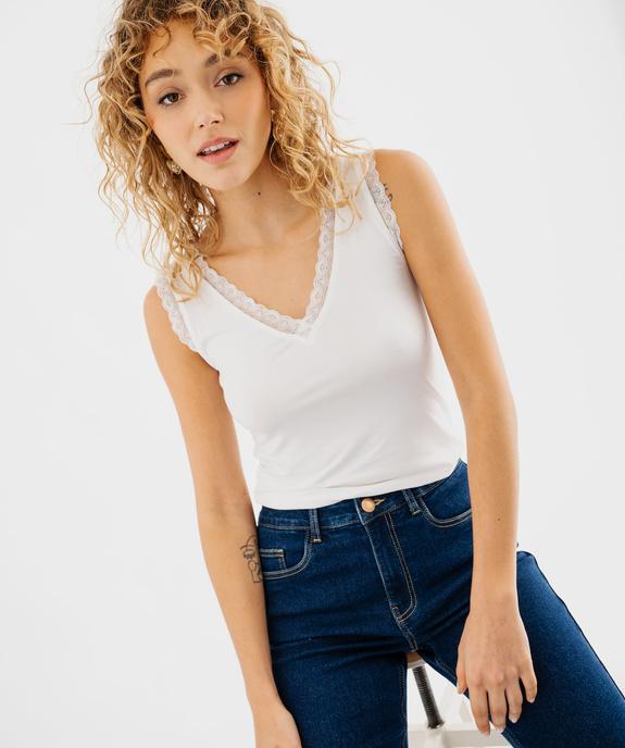 Débardeur avec col V en dentelle femme vue8 - GEMO 4G FEMME - GEMO