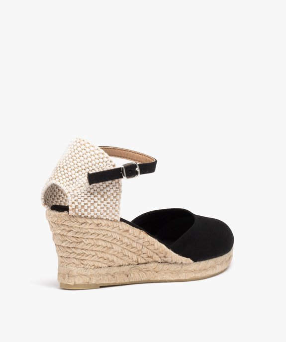 Espadrilles femme à talon compensé et dessus en toile unie  vue4 - GEMO(URBAIN) - GEMO