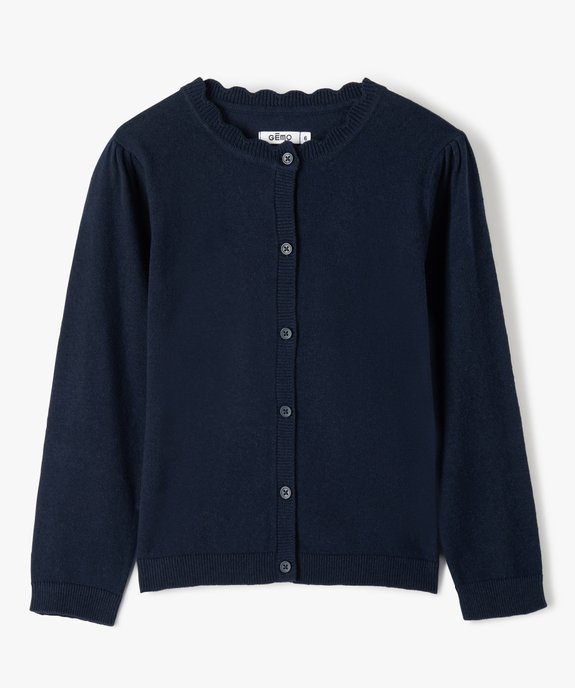 Gilet fille en maille fine à col fantaisie vue1 - GEMO (ENFANT) - GEMO