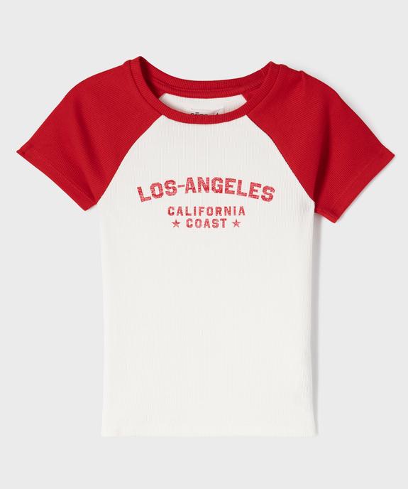 Tee-shirt bicolore en maille côtelée fille vue2 - GEMO 4G FILLE - GEMO