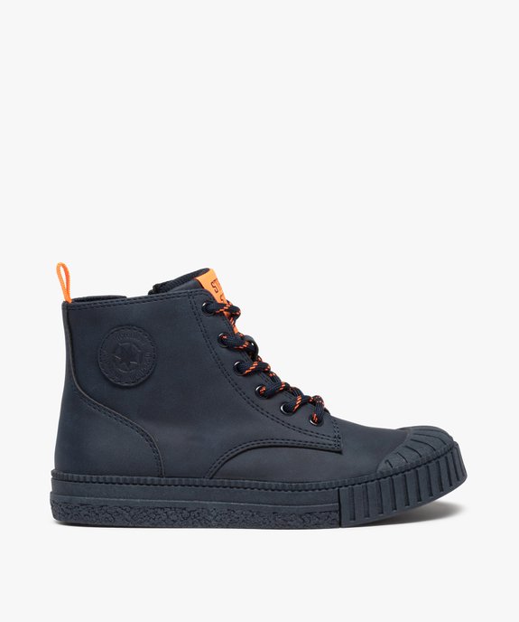 Boots garçon unis à bout renforcé et détails fluo vue1 - GEMO 4G GARCON - GEMO