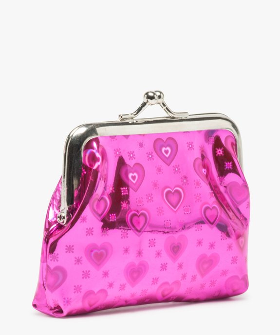 Porte-monnaie fille motif cœur matière irisée vue2 - GEMO (ENFANT) - GEMO