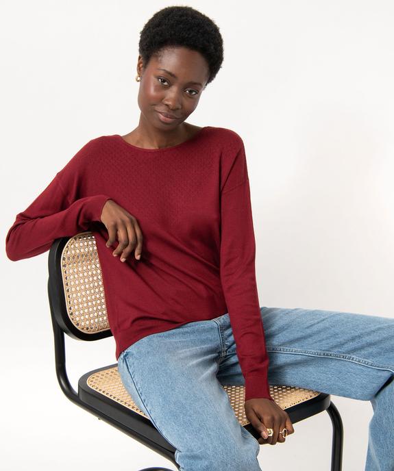 Pull fin à col rond avec dos croisé femme vue1 - GEMO 4G FEMME - GEMO